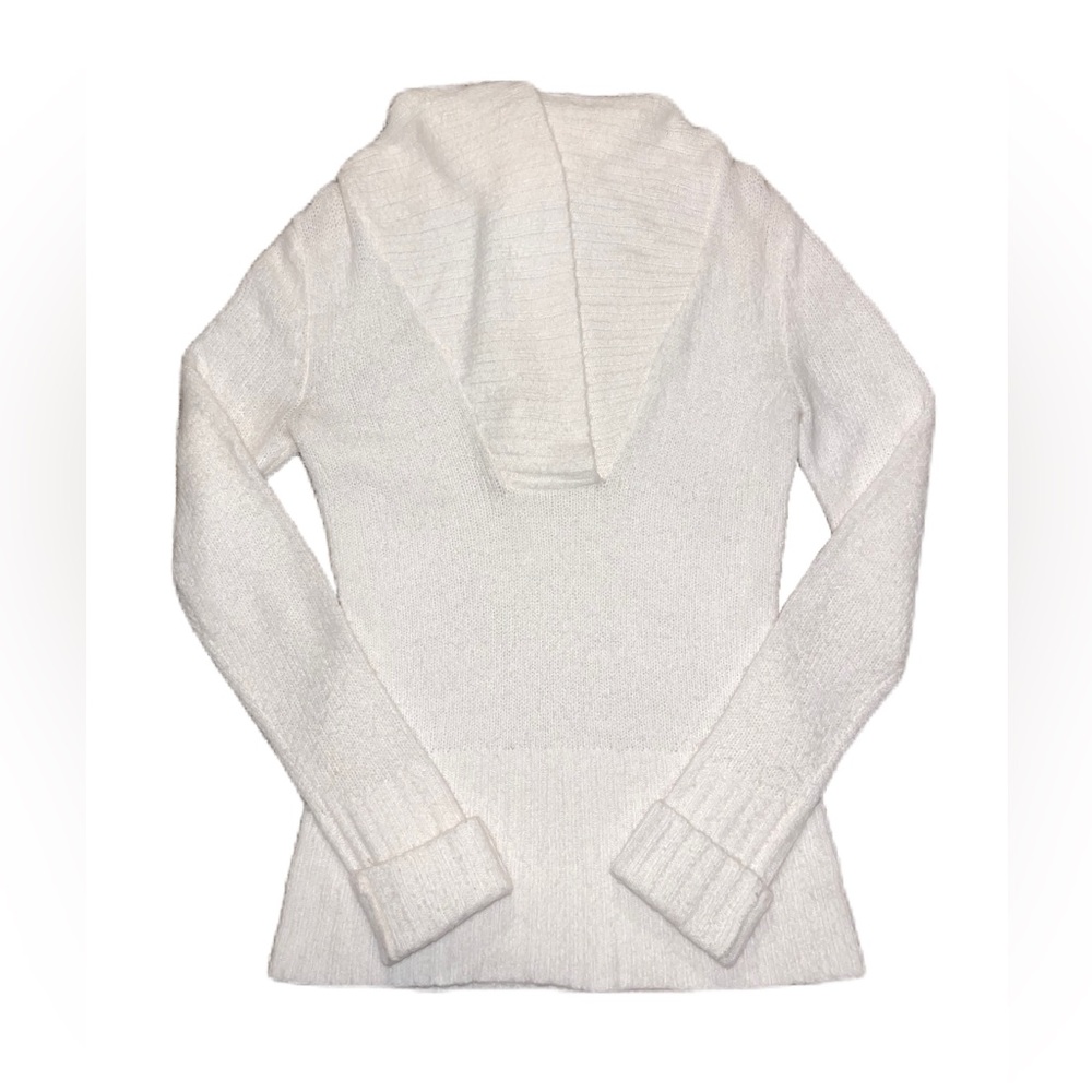 White House Black Market Cowl V Neck Oversized Sweater White Size Extra Small